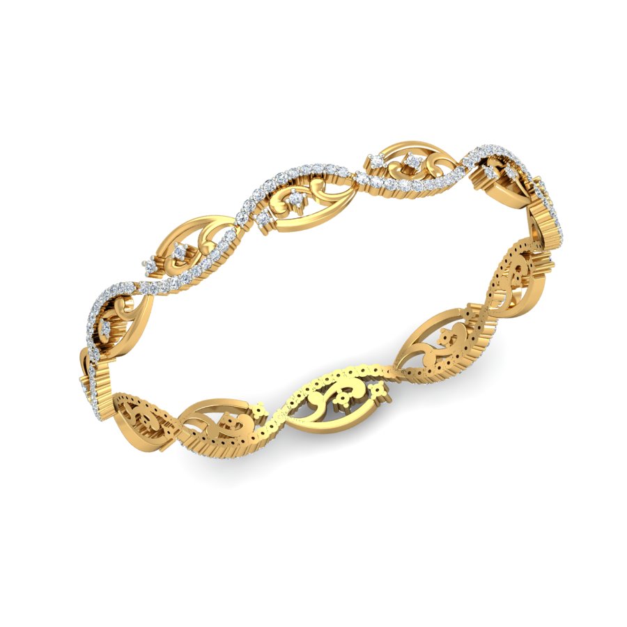 1.86ct Ornate Swirl Natural Diamond Bangle-SOLITAIREKART